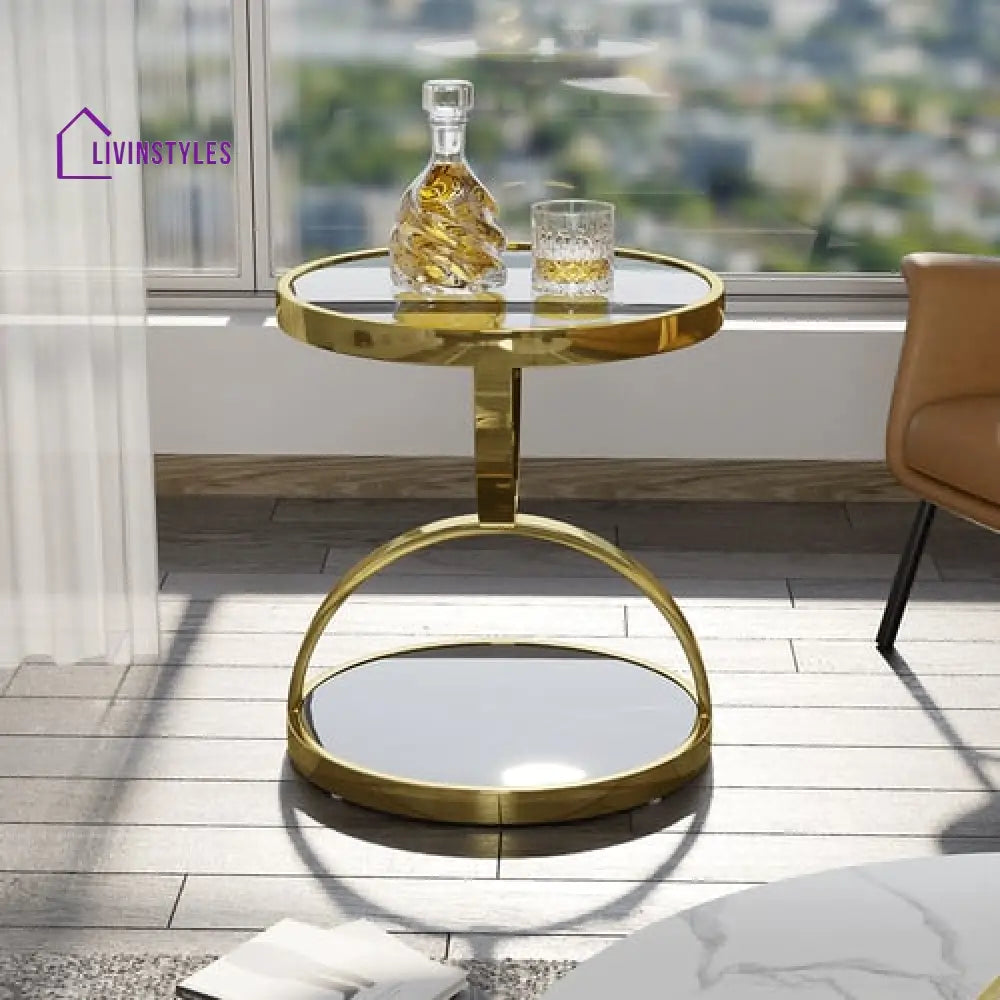 Karunesh Metal And Glass Side Table