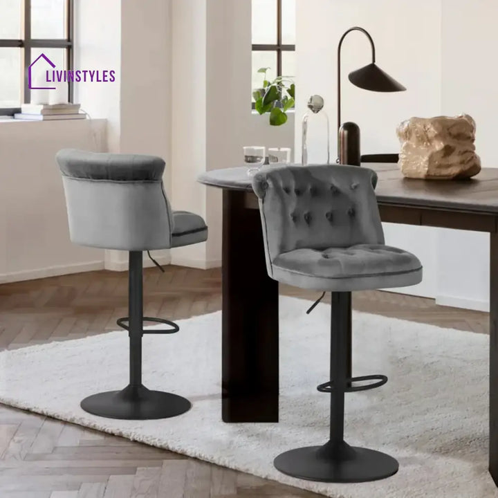 Grey Color Cellan Swiel Adjustable Bar Stool Set Of-1