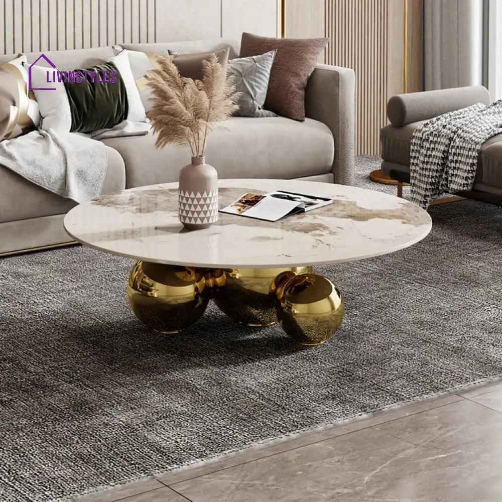 Kavya Marble Top Metal Coffee Table