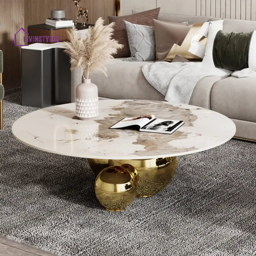 Kavya Marble Top Metal Coffee Table