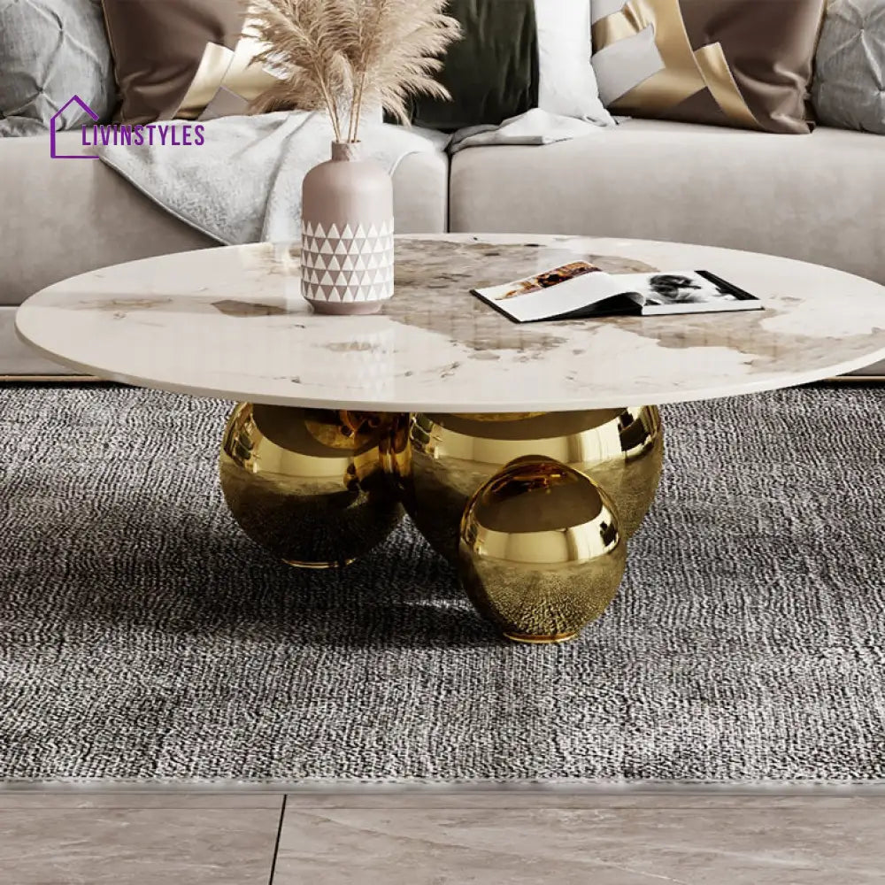 Kavya Marble Top Metal Coffee Table