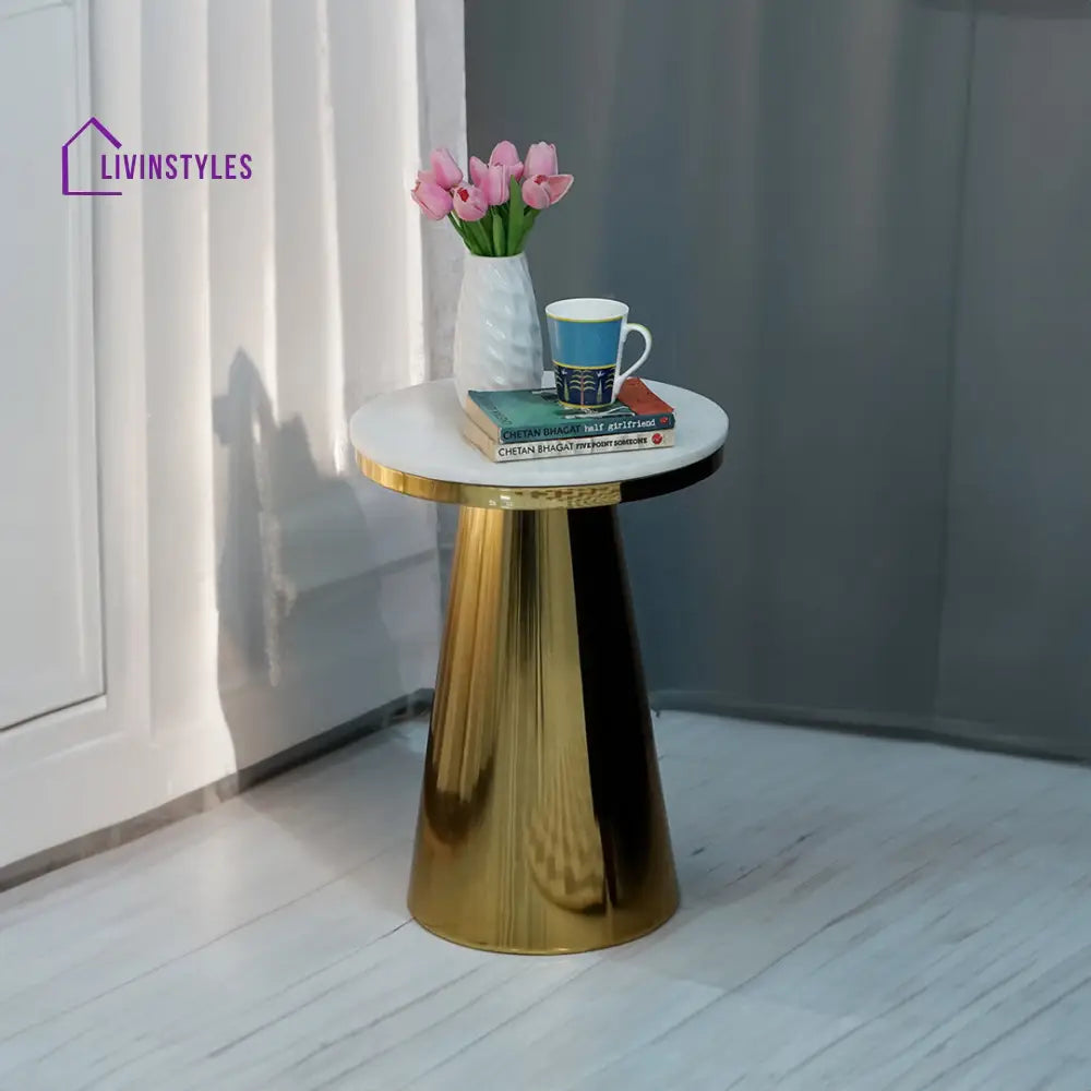 Kavya Metal And Marble Top Side Table