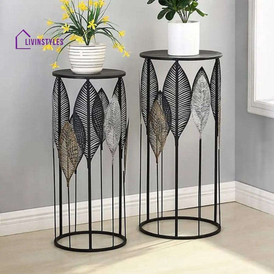 Kavya Metal Black Plant Stand For Balcony