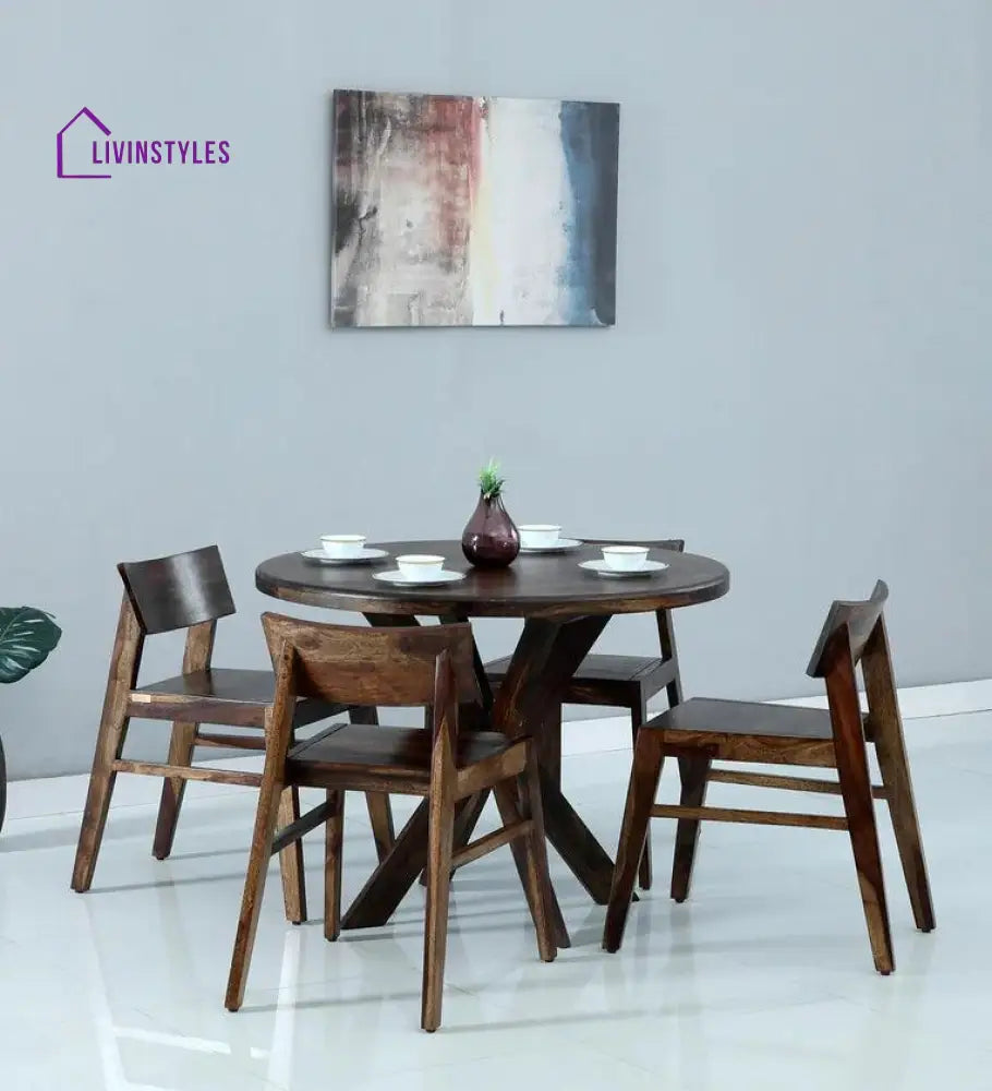 Kazimir Sheesham Wood 4 Seater Dining Set In Teak Finish Dining Set