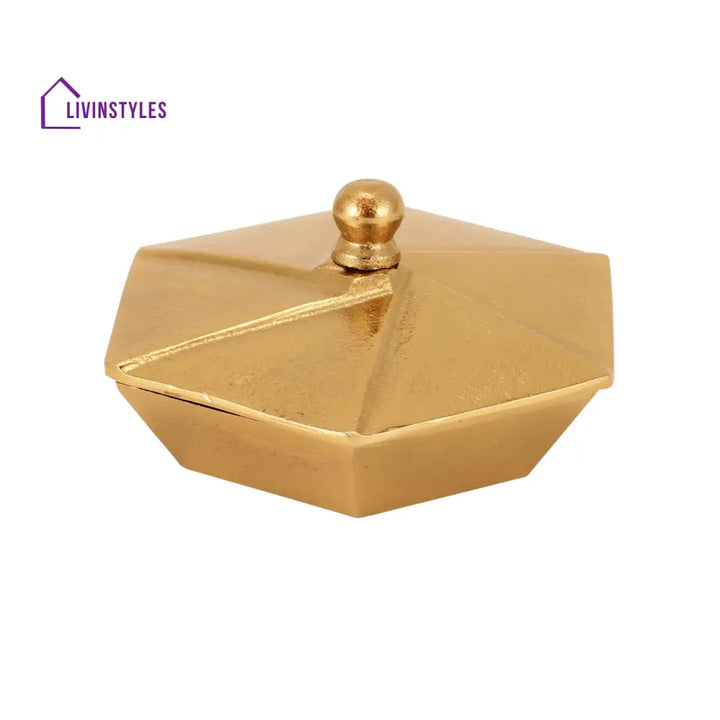 Keepsake Box In Gold Finish Storage Box