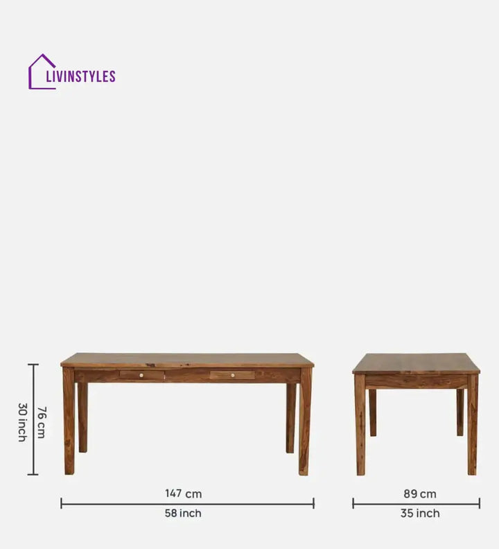 Kentan Sheesham Wood 6 Seater Dining Set In Rustic Teak With Bench