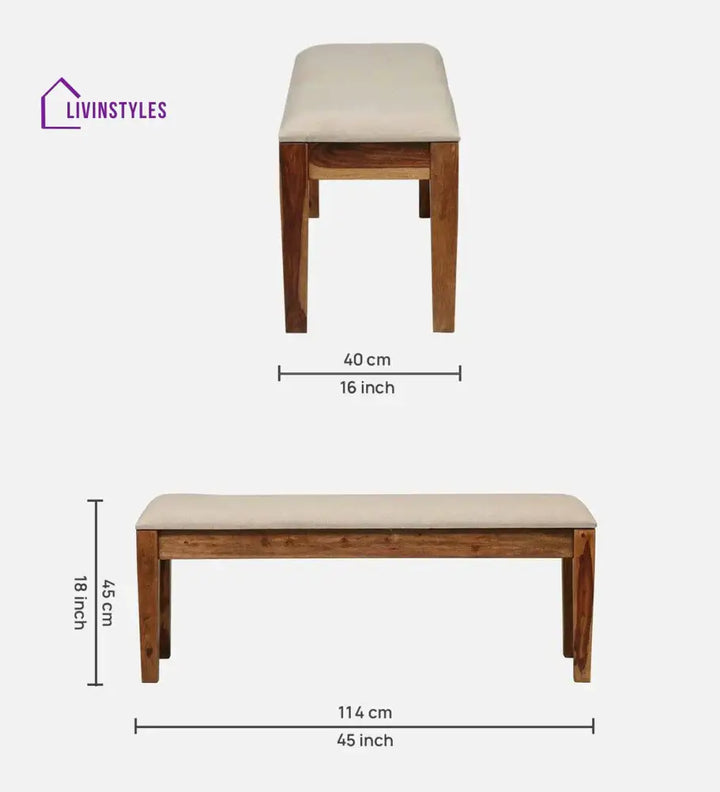 Kentan Sheesham Wood 6 Seater Dining Set In Rustic Teak With Bench