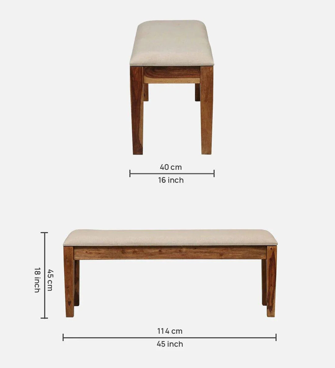 Kentan Sheesham Wood 6 Seater Dining Set In Rustic Teak With Bench,