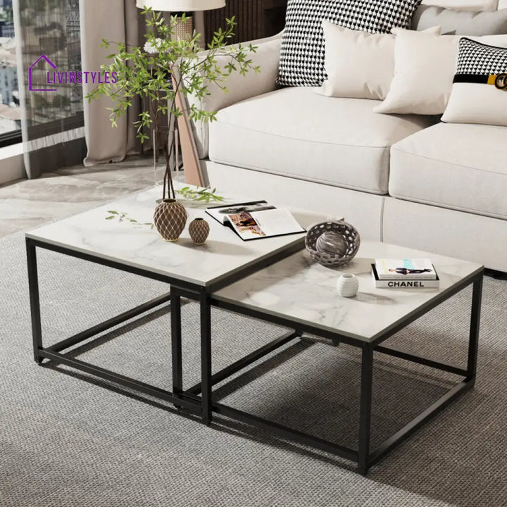 Khushi Marble Top Metal Coffee Table