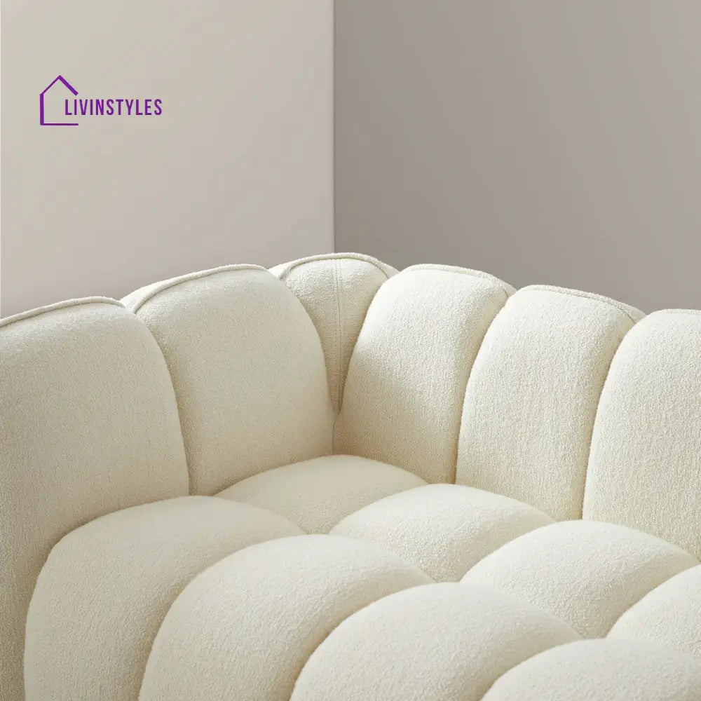 Krishna Cream Three Seater Sofa For Living Room