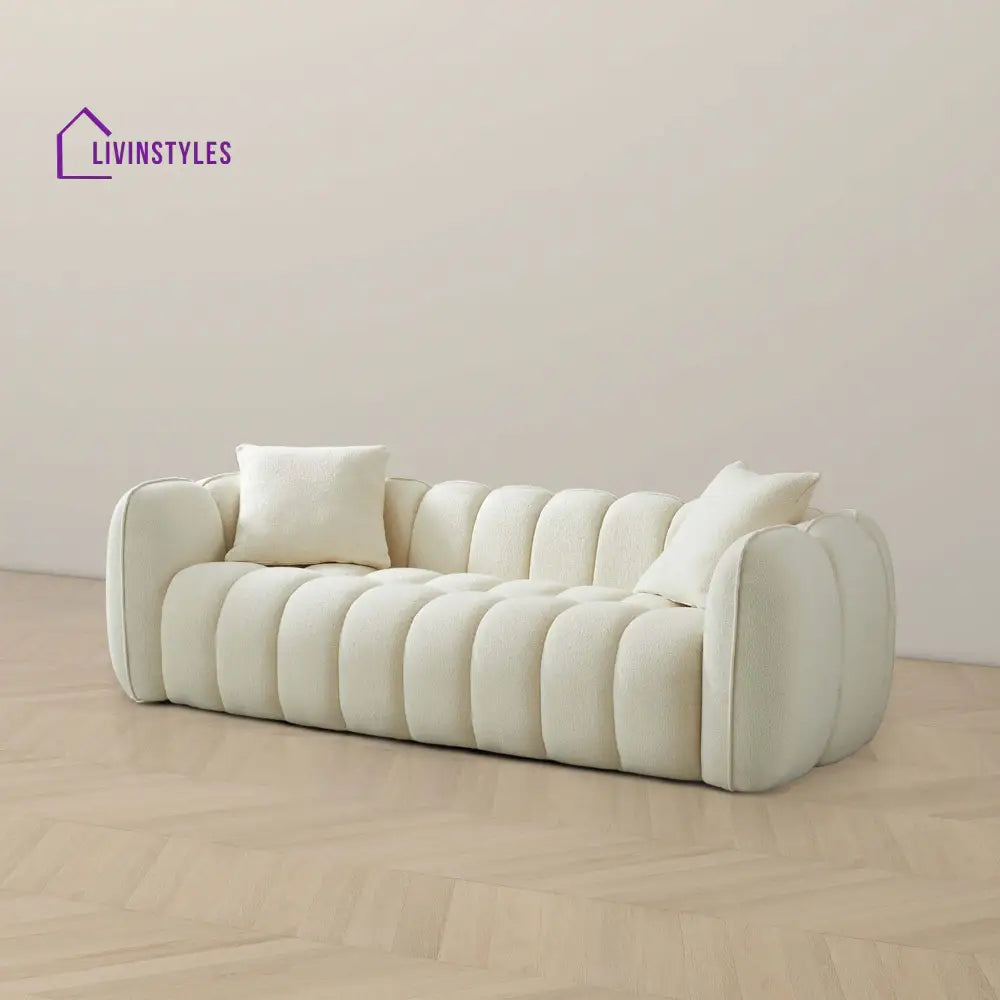 Krishna Cream Three Seater Sofa For Living Room