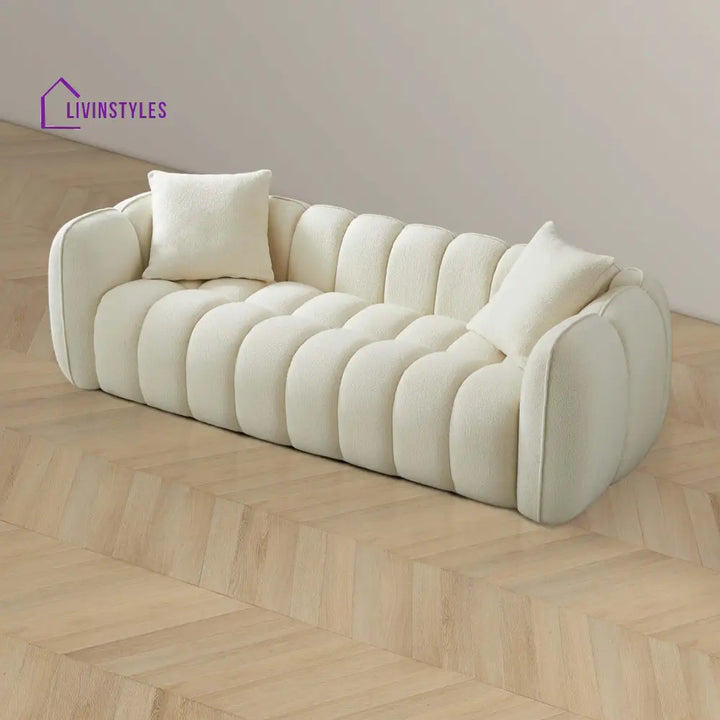 Krishna Cream Three Seater Sofa For Living Room