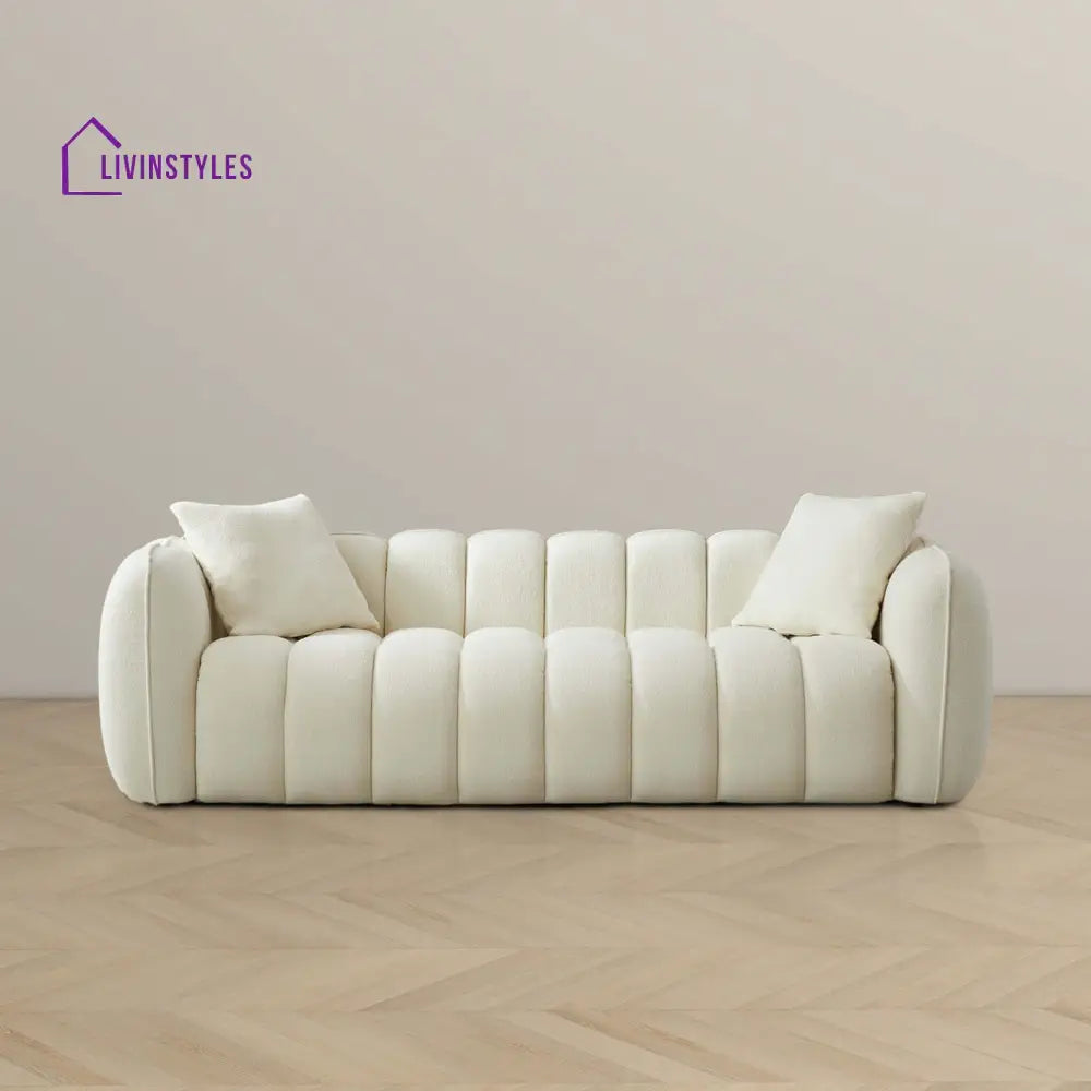 Krishna Cream Three Seater Sofa For Living Room