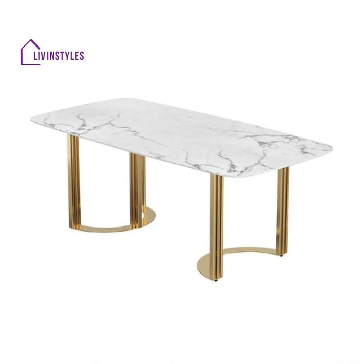 Krit Stainless Steel With Pvd Coated Dining Table Set Marble Top