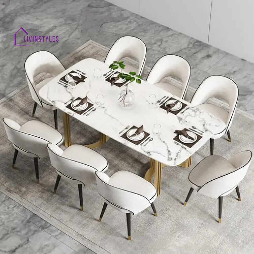 Krit Stainless Steel With Pvd Coated Dining Table Set Marble Top