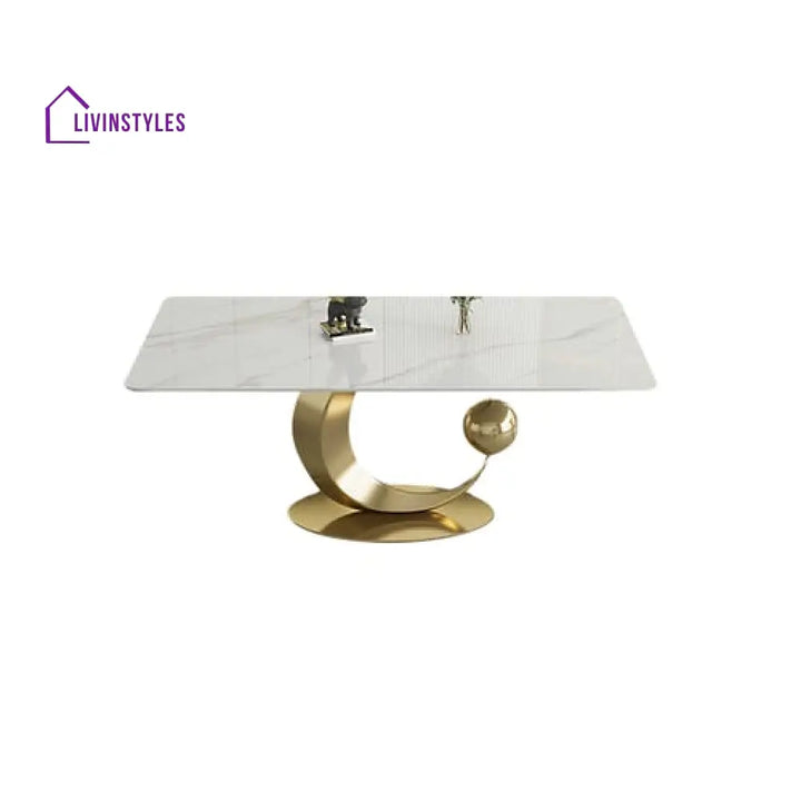 Kriya Stainless Steel With Pvd Coated Dining Table Marble Top