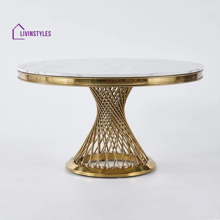 Ksayana Stainless Steel With Pvd Coated Dining Table Marble Top