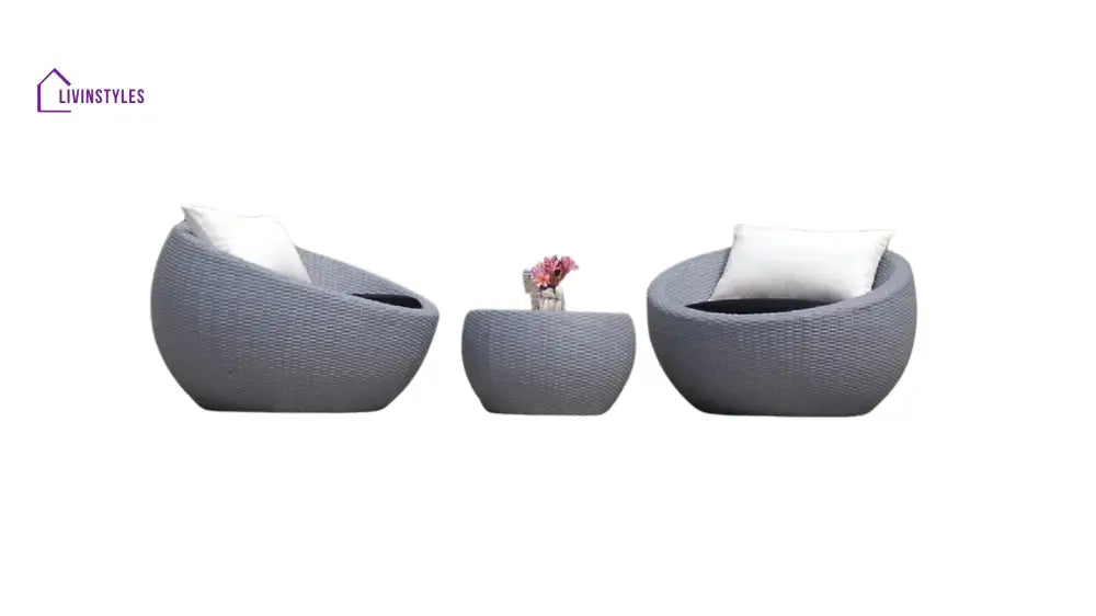 Kunal 3 Piece Circular Outdoor Patio Set (Grey & Black)