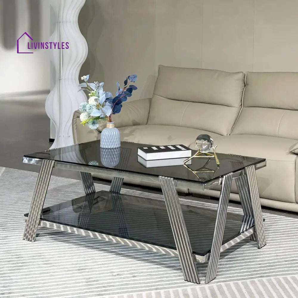 Kusum Stainless Steel Coffee Table For Living Room - Silver