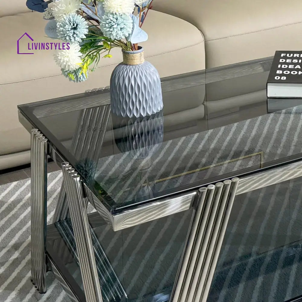 Kusum Stainless Steel Coffee Table For Living Room - Silver