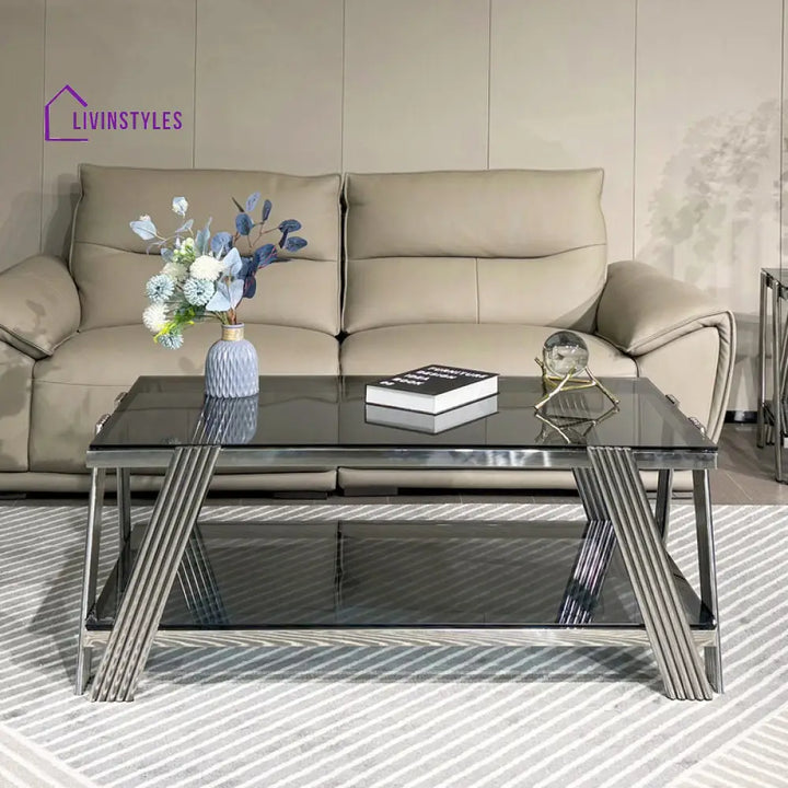 Kusum Stainless Steel Coffee Table For Living Room - Silver