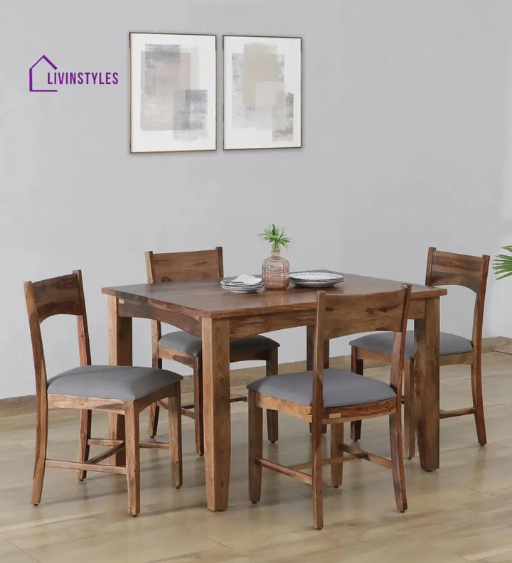 Kuzma Sheesham Wood 4 Seater Dining Set In Teak Finish Dinning Set