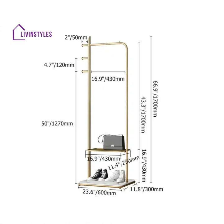 Lakshya Freestanding Clothing Rack With Hanging Rail And Hooks