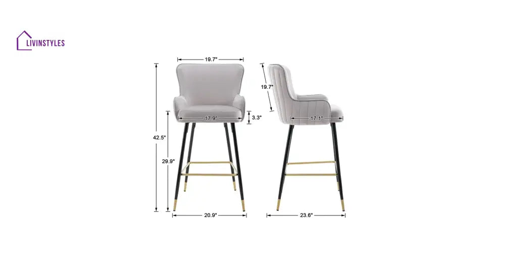 Lakshya Grey Color Nolen Bar Stool