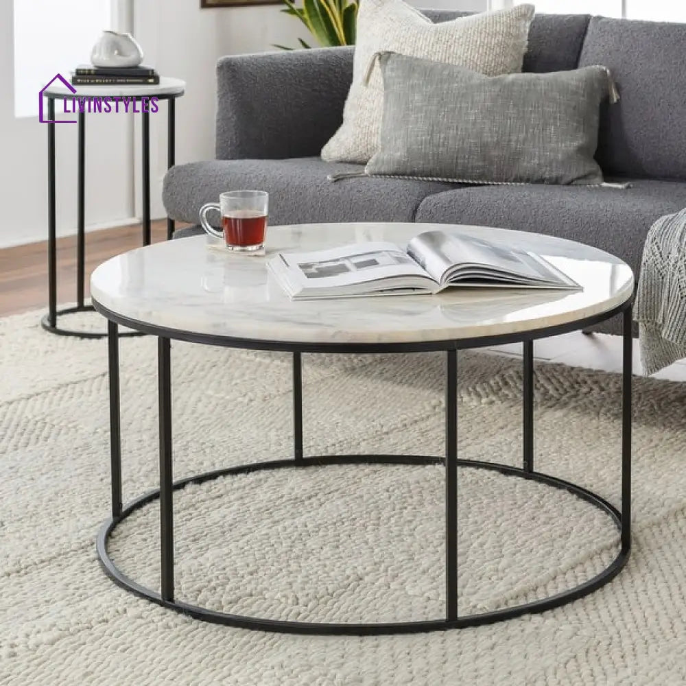 Lalit Round Marble Coffee Table For Living Room