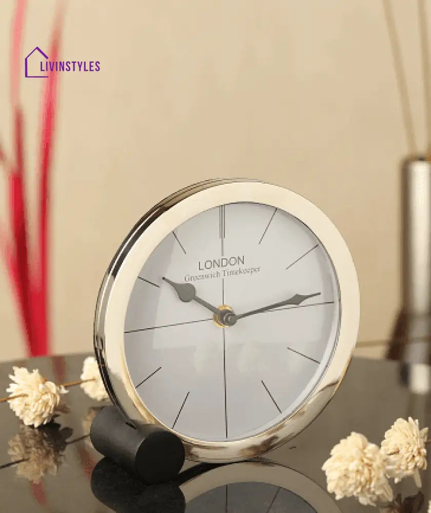 Langston Silver Table Clock