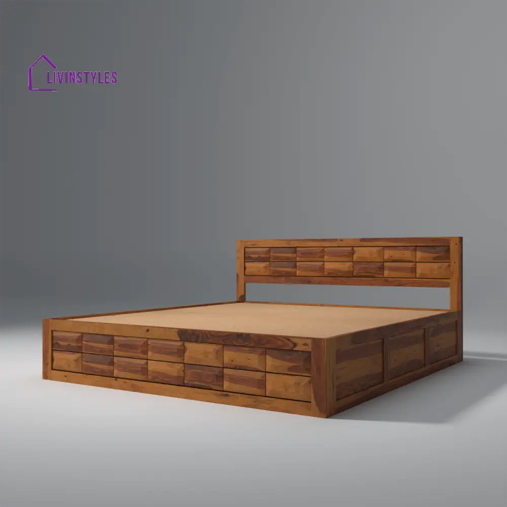 Lata Sheesham Wood Bed With Storage