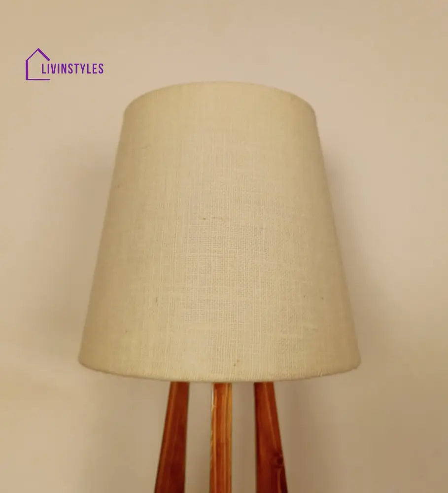 Laurent Brown Wooden Table Lamp With White Jute Lampshade Lamps