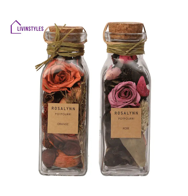 Lea Dried Floral Sunset Orange & Rose Red Aromatic Potpourri Set (Big)