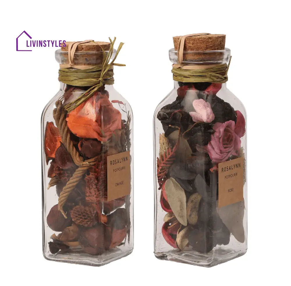 Lea Dried Floral Sunset Orange & Rose Red Aromatic Potpourri Set (Big)