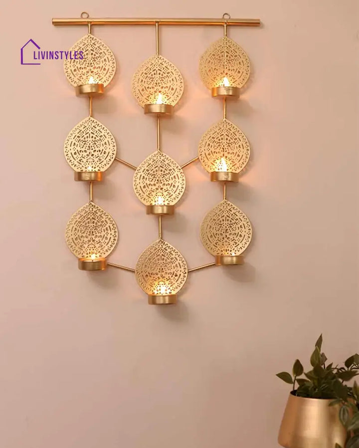 Leaf Hanging Sconces Tealight Holder - Dusaan