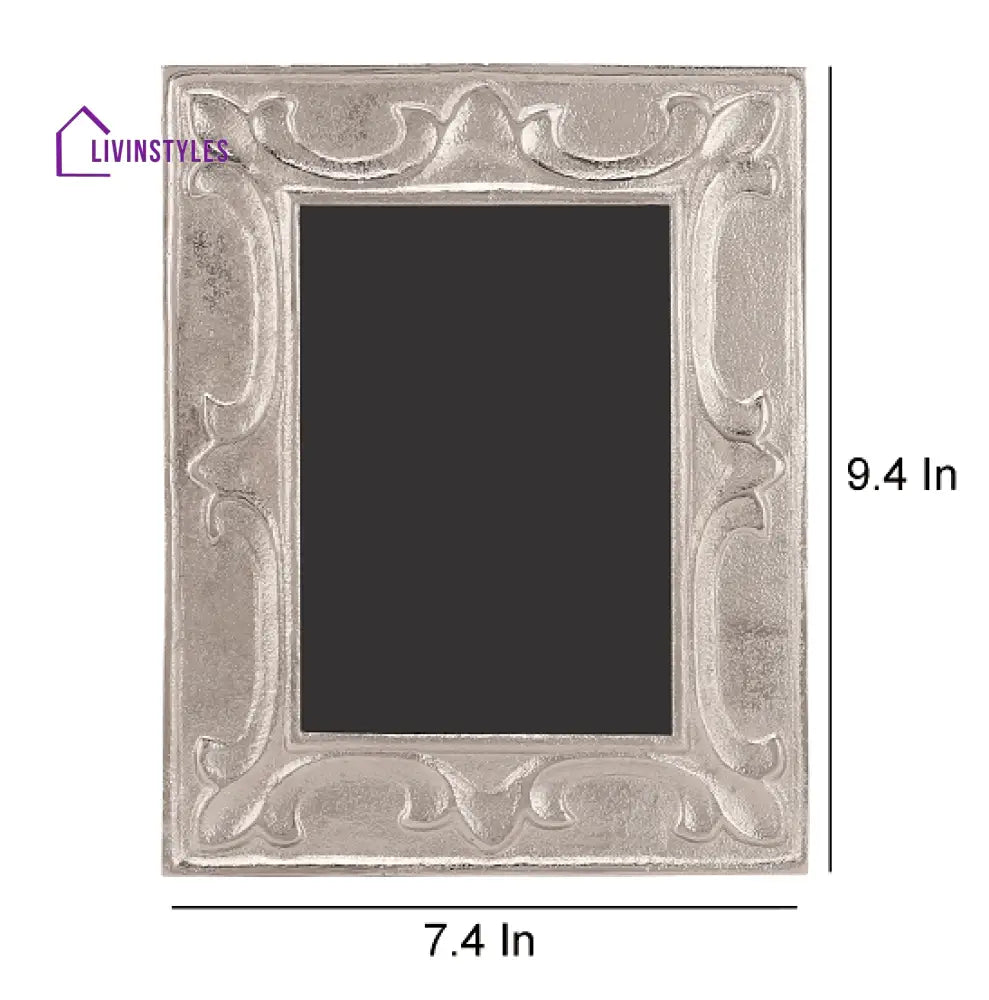 Leaf Pattern Photo Frame Silver Large Size