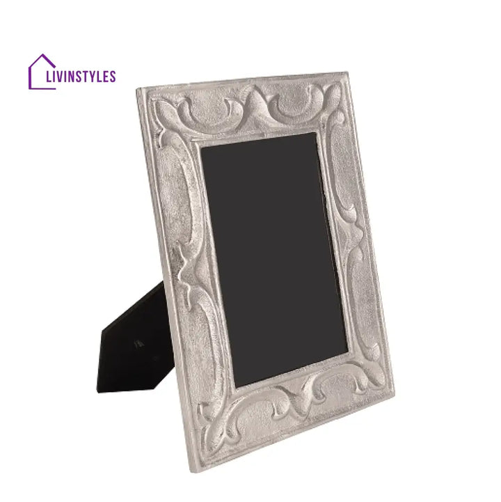 Leaf Pattern Photo Frame Silver Large Size