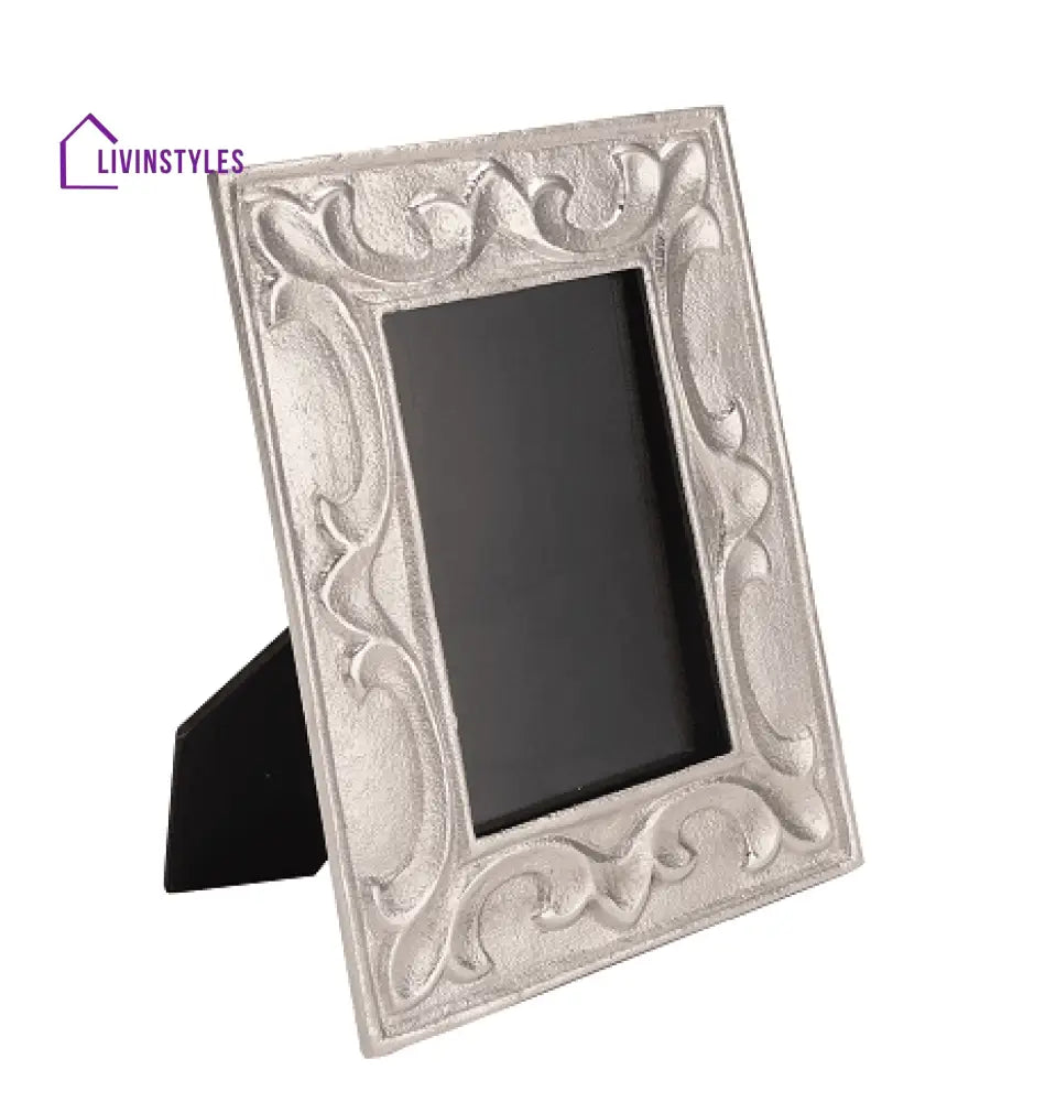 Leaf Pattern Photo Frame Silver Small Size