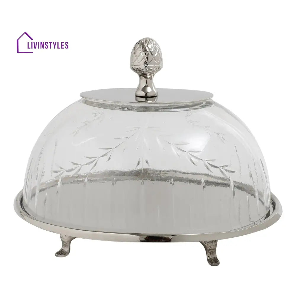 Leafy Vine Cake Dome Silver