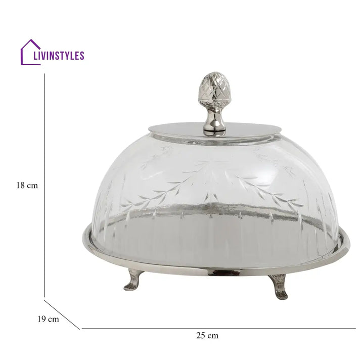 Leafy Vine Cake Dome Silver