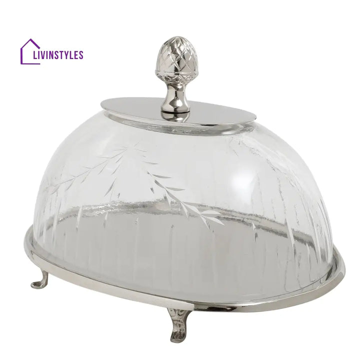 Leafy Vine Cake Dome Silver