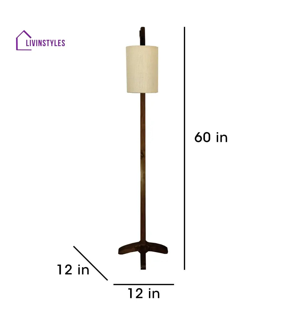 Leo Wooden Floor Lamp With Brown Base And Jute Fabric Lampshade Lamps