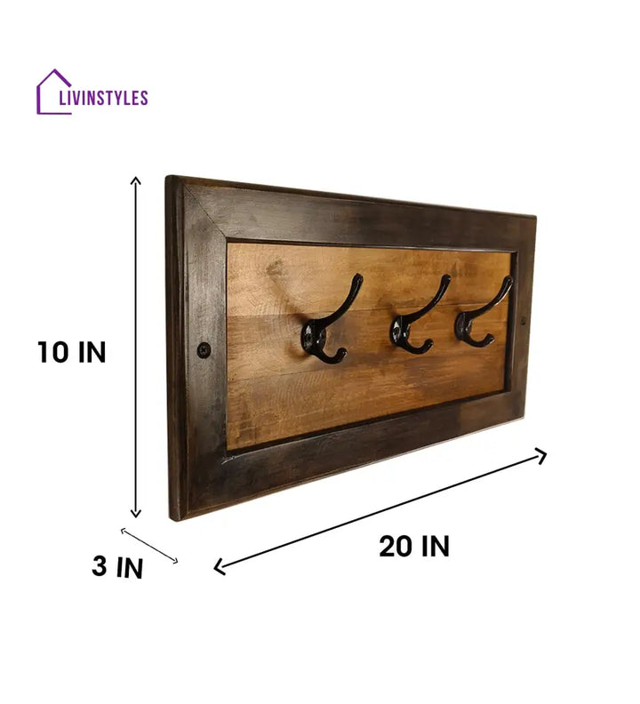 Lester Wooden Wall Coat Hanger Cum Key Holders Organiser