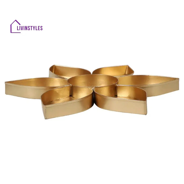 Lic Flower Petals Pattern Decorative Urli | Gold Set Of 3