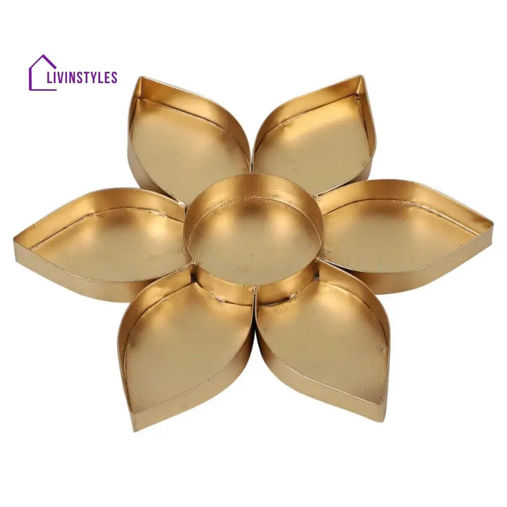 Lic Flower Petals Pattern Decorative Urli | Gold Set Of 3