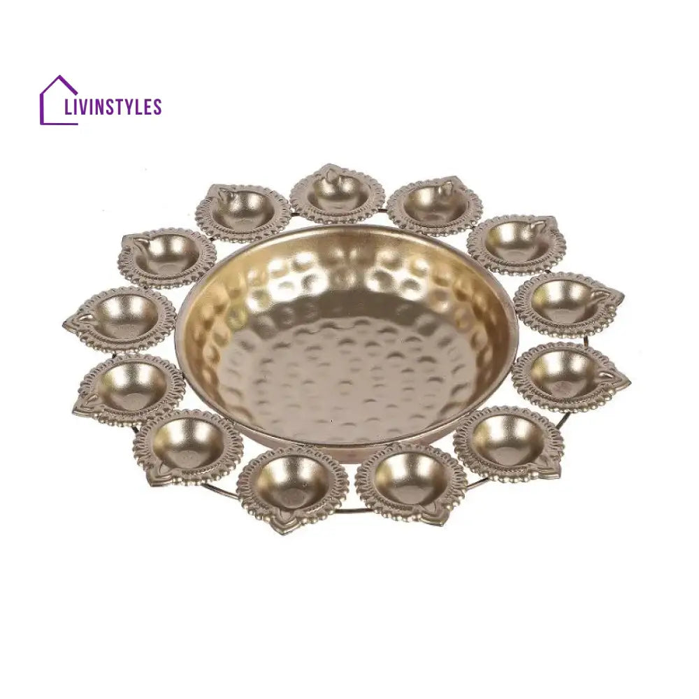 Lic Lotus Design Tealight Urli | Gold Set Of 3