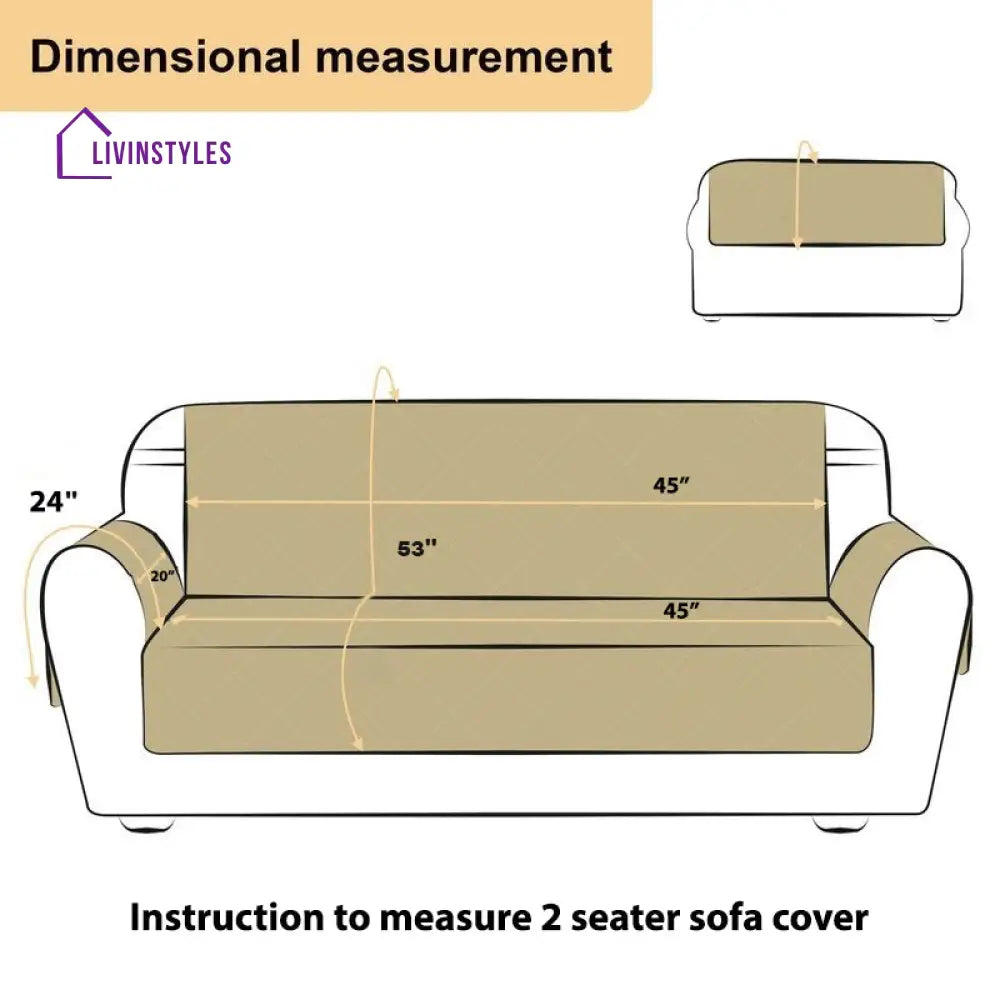 Light Brown Honey Comb Quilted Velvet 2 Seater Sofa Cover With Pcs Hand Rest Slip Cover Sofa