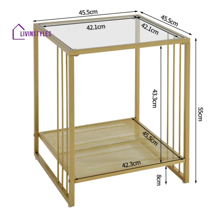 Lily Metal And Glass Top Side Table