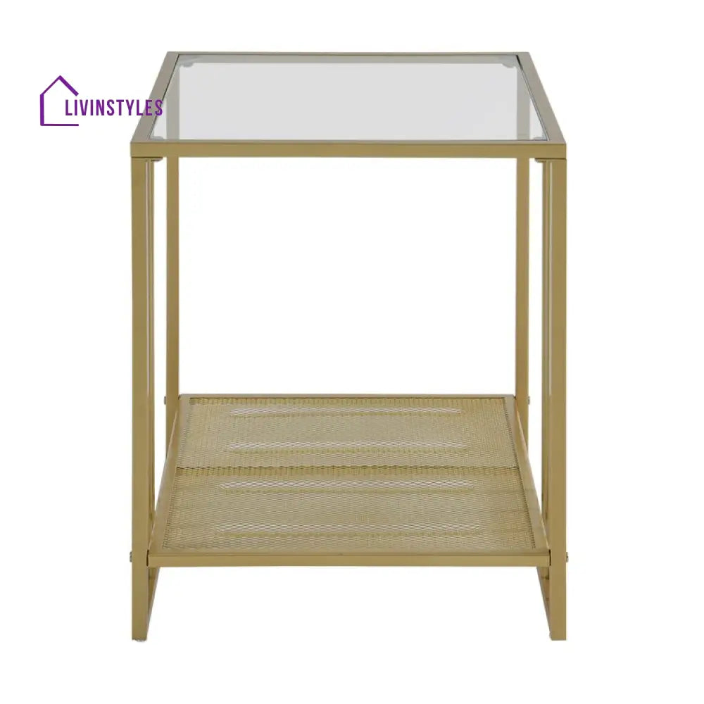 Lily Metal And Glass Top Side Table