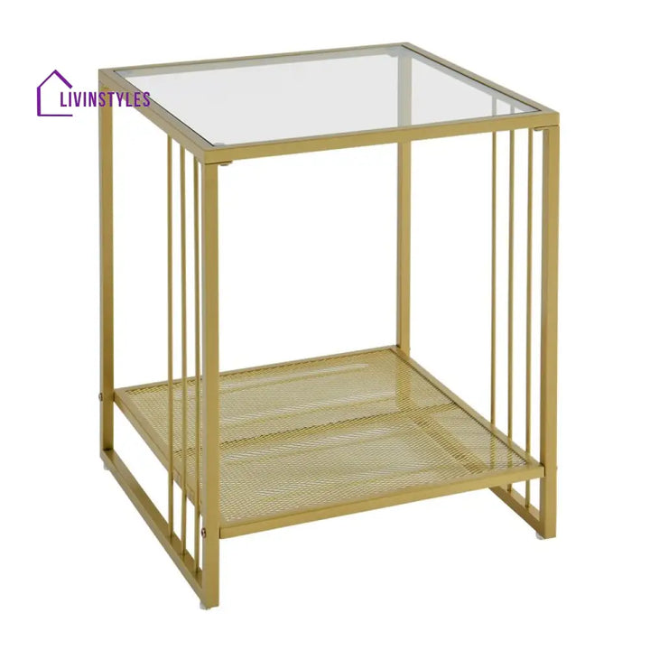 Lily Metal And Glass Top Side Table